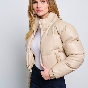 Women's Beige Puffer Jacket